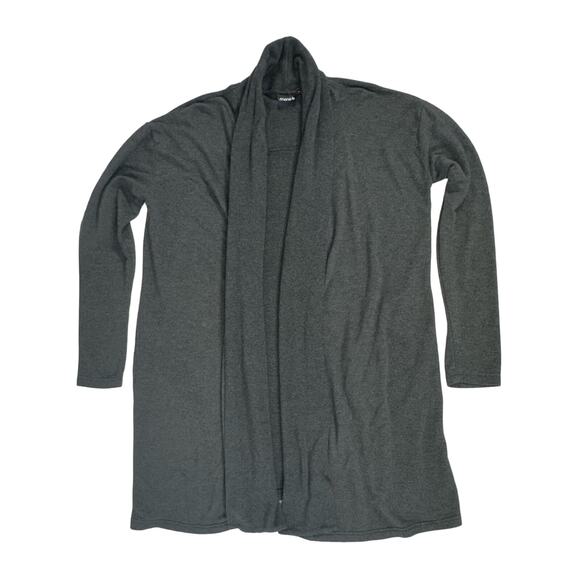 Mono B Cardigan Sweater Size Small Open Front Charcoal Gray Ribbed Stretchy - Picture 6 of 8